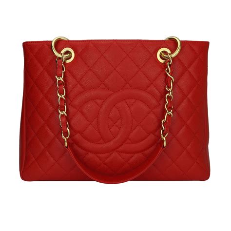 chanel gst red gold hardware|chanel shopping tote.